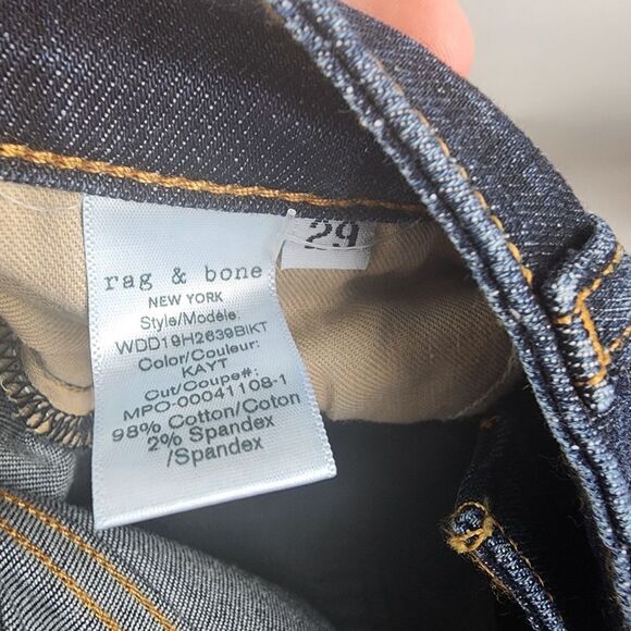 RAG BONE NINA HIGH RISE ANKLE SKINNY DENIM JEANS WOMEN 29 KAYT DARK WASH RAW HEM - Picture 7 of 7